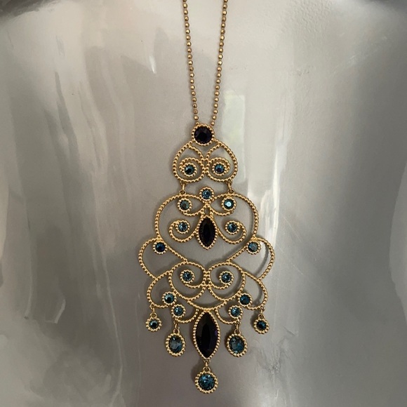 Signed Swarovski Chandelier Style Crystal Necklace - Picture 3 of 16